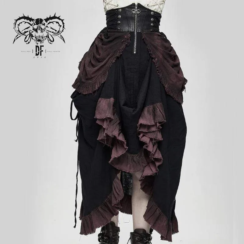 Vintage Vintage hoch taillierte wunderschöne Muti-Layered Rüschen Röcke Kleider