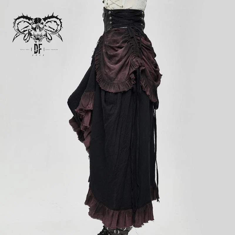 Vintage Vintage hoch taillierte wunderschöne Muti-Layered Rüschen Röcke Kleider