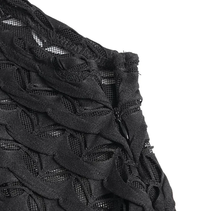 Punk-Netzhemd mit Schnallenriemen für Damen