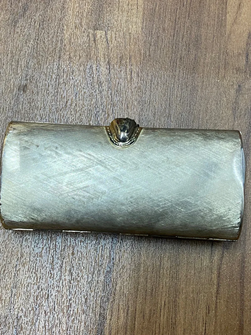 Rodo Abendtasche gebürstetes Metall Silber Clutch Vintage Handtasche