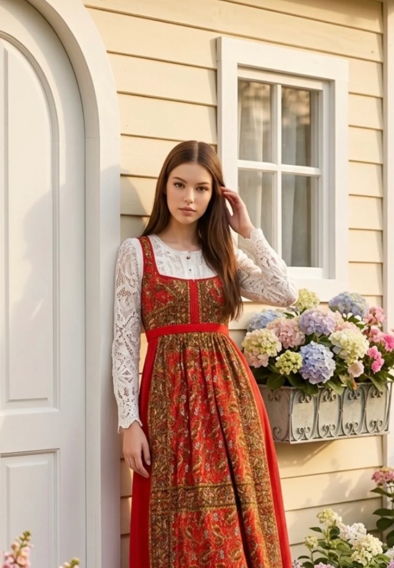 Vintage Trachtenkleid rot Wendelstein Dirndl lang Gr. 36