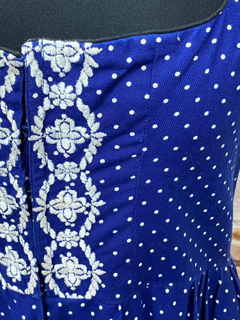 Vintage Dirndl blau weiß - Balkonett - Gr.46