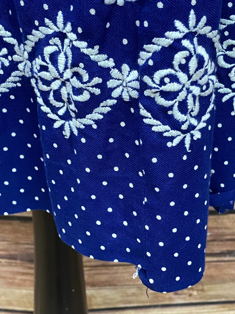 Vintage Dirndl blau weiß - Balkonett - Gr.46
