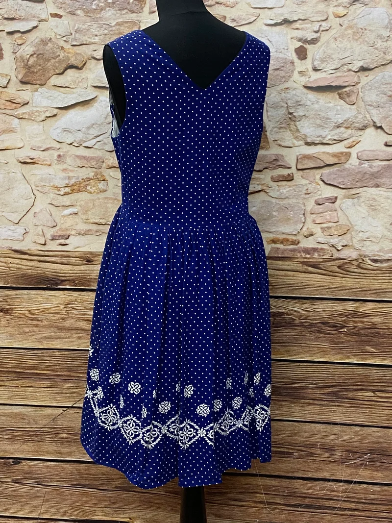 Vintage Dirndl blau weiß - Balkonett - Gr.46