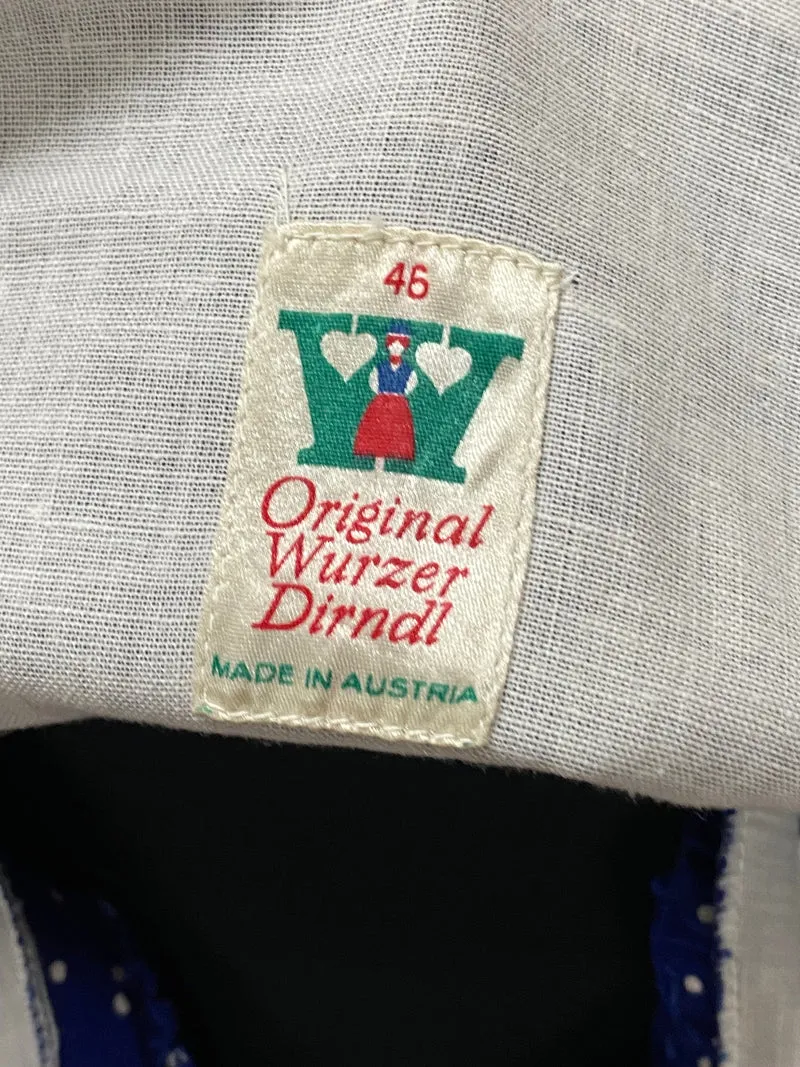 Vintage Dirndl blau weiß - Balkonett - Gr.46
