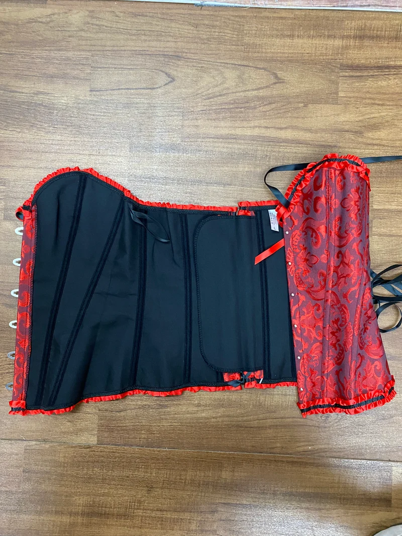 Steampunk Korsett Schwarz-Rot Gr. L mit Schnürung