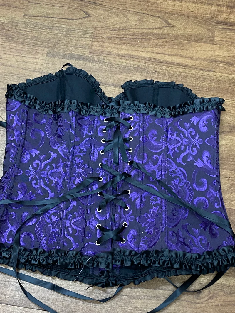 Steampunk Korsett Lila-Schwarz Gr. XL mit Spitze
