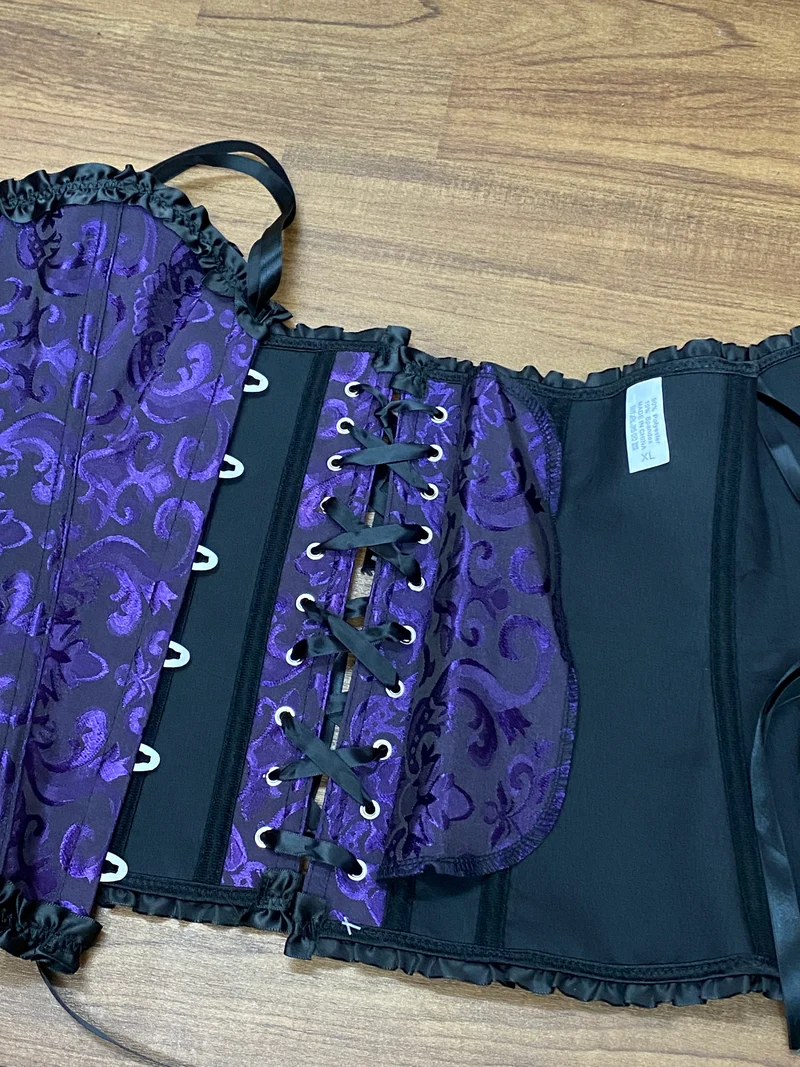 Steampunk Korsett Lila-Schwarz Gr. XL mit Spitze