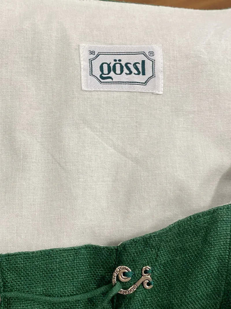 Vintage Dirndl grün lang Gössle Trachtenkleid Damen Gr. 38