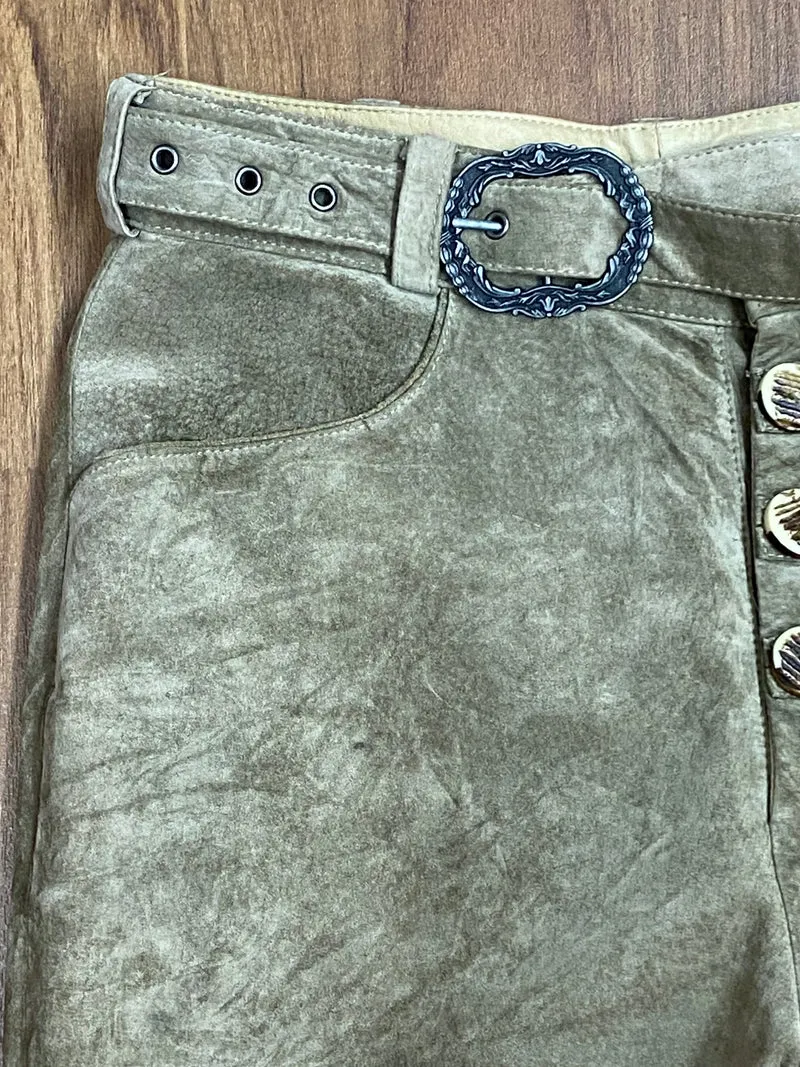 Vintage Kniebundlederhose Herren Größe 46 Grün Echtleder Landhaus