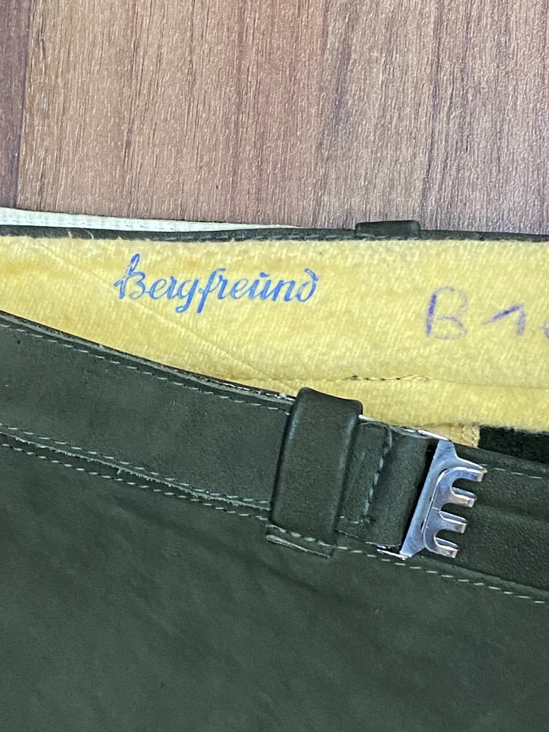 Vintage Kniebundlederhose Herren Größe 56 Grün Bergfreund Echtleder