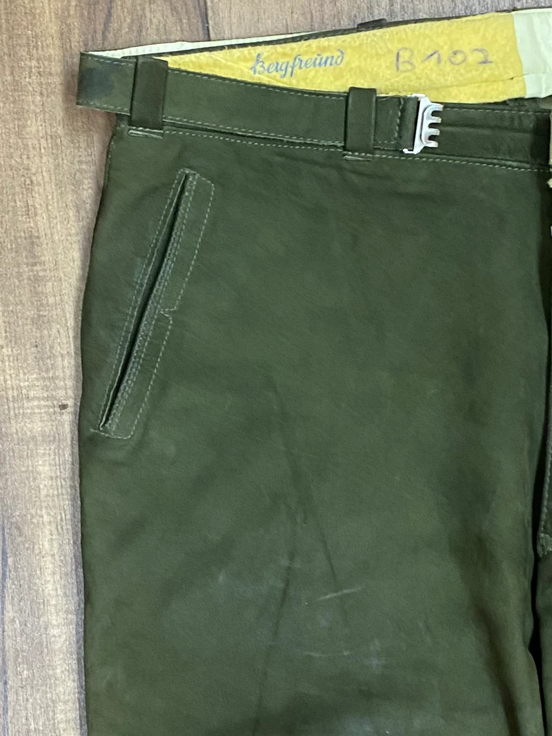 Vintage Kniebundlederhose Herren Größe 56 Grün Bergfreund Echtleder