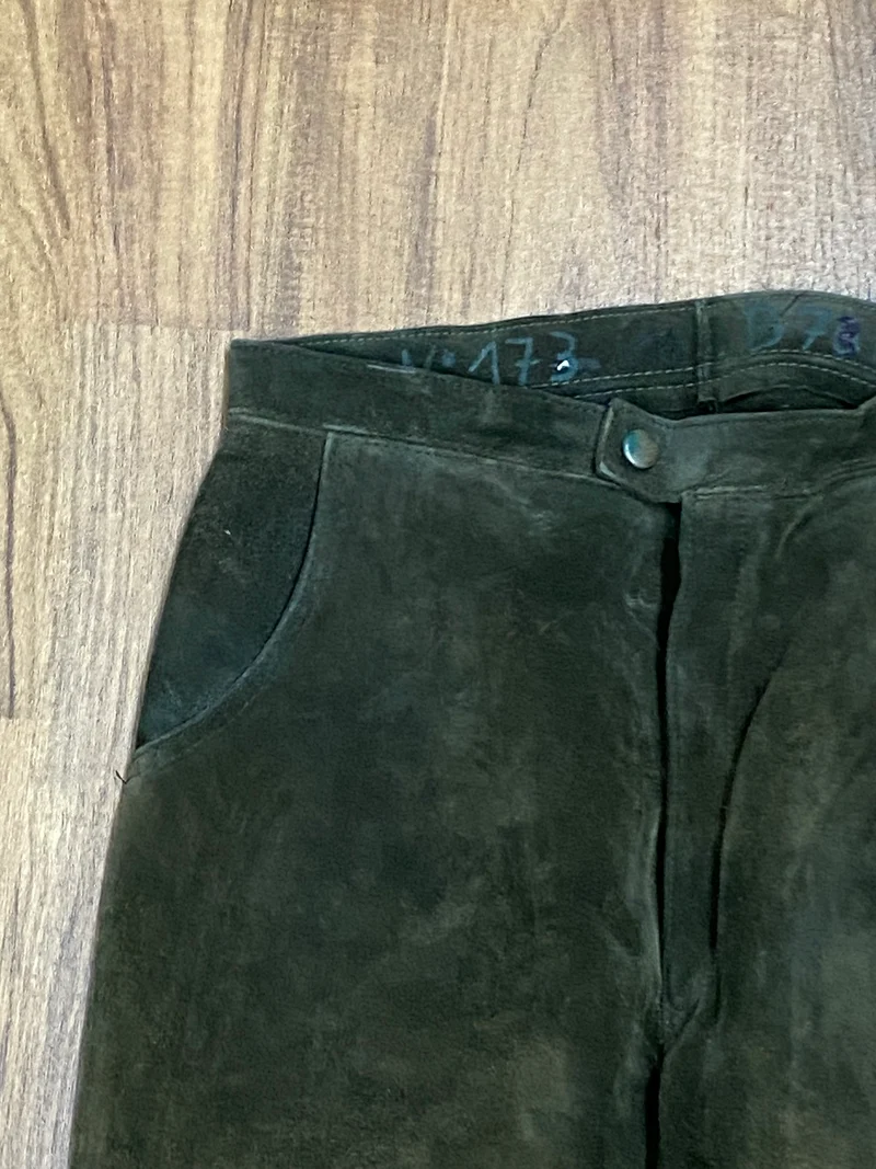 Vintage Lederhose Herren Kniebund Gr. 44 – grün echte Trachtenhose 70er/80er