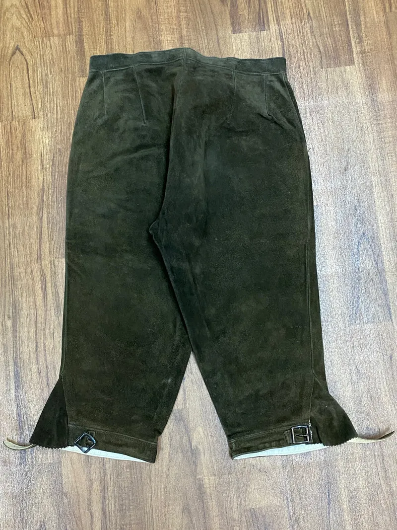 Vintage Lederhose Herren Kniebund Gr. 44 – grün echte Trachtenhose 70er/80er