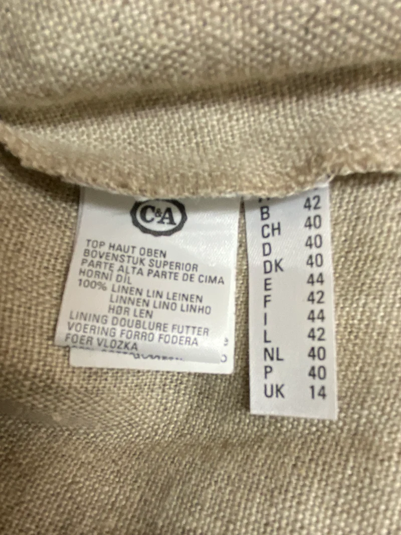 Vintage Leinenkleid Landhaus Damen Gr. 40 natur – langes Trachtenkleid aus 100% Leinen