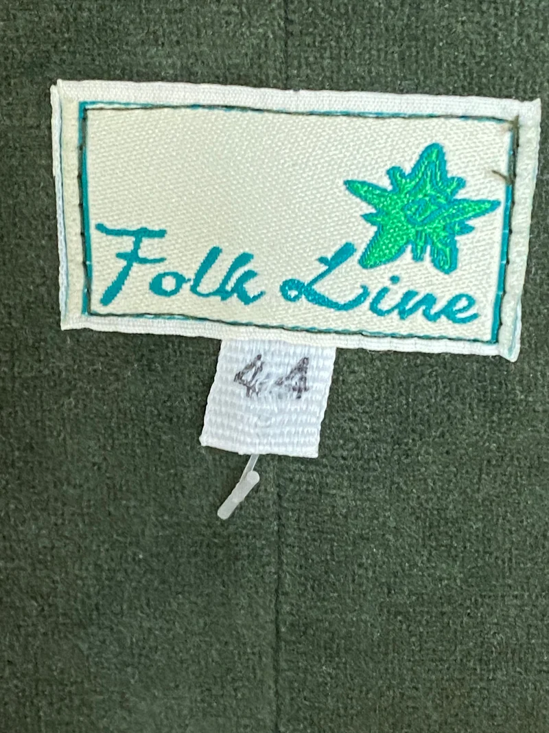 Vintage Trachtenkleid Damen Gr. 44 Dunkelgrün Gestreift – Folk Linie