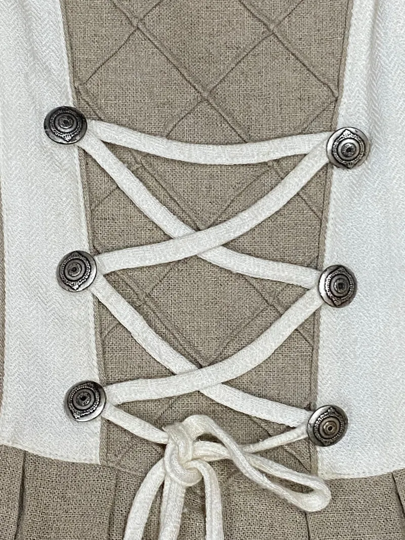 Vintage Landhauskleid lang Natur Beige Gr. 36 – Leinenmix